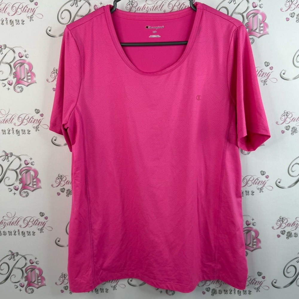Champion T-shirt neon pink bright shirt Women's Bright Pink Short Sleeve Tee